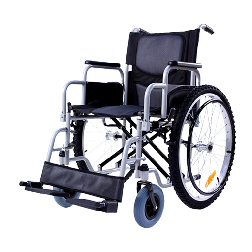 Fauteuil roulant en acier avec pneus tout-terrain