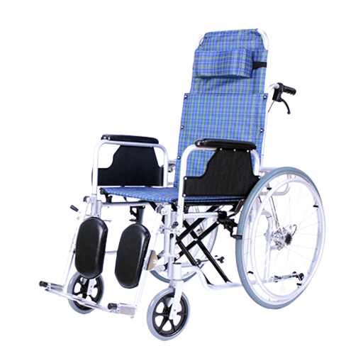 Fauteuil roulant manuel inclinable en aluminium à dossier haut