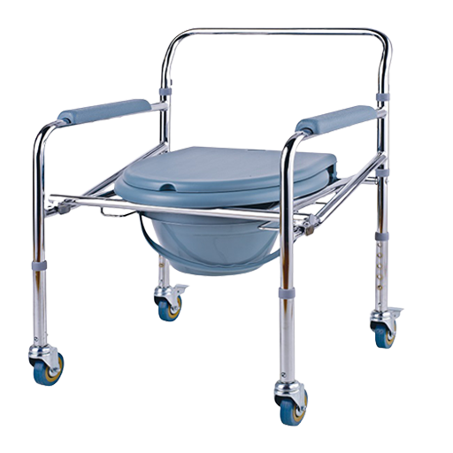 Chaise d'aisance médicale à bras tombant avec roues